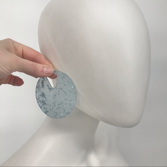 Matte Blue Acrylic Disk Earrings - Picture 5 of 6